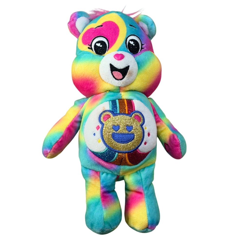Care Bears Togetherness‎ Bear Rainbow Tie Dye Plush Glitter Heart 2023 Basic Fun